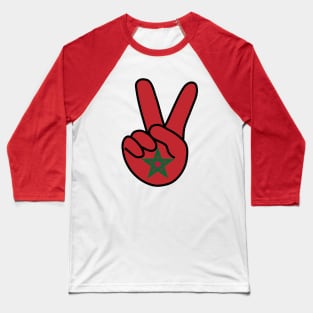 Morocco Flag V Sign Baseball T-Shirt